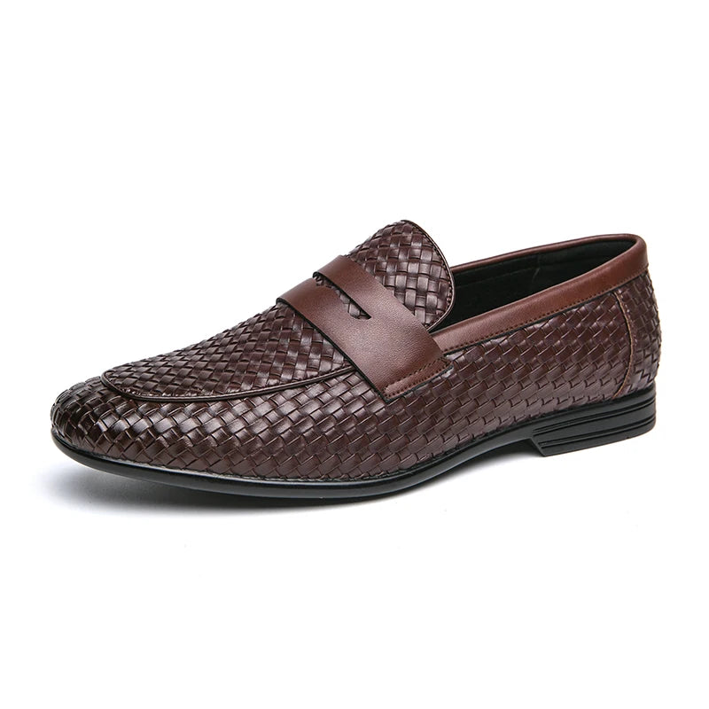 Leather Plaid Bean Loafers