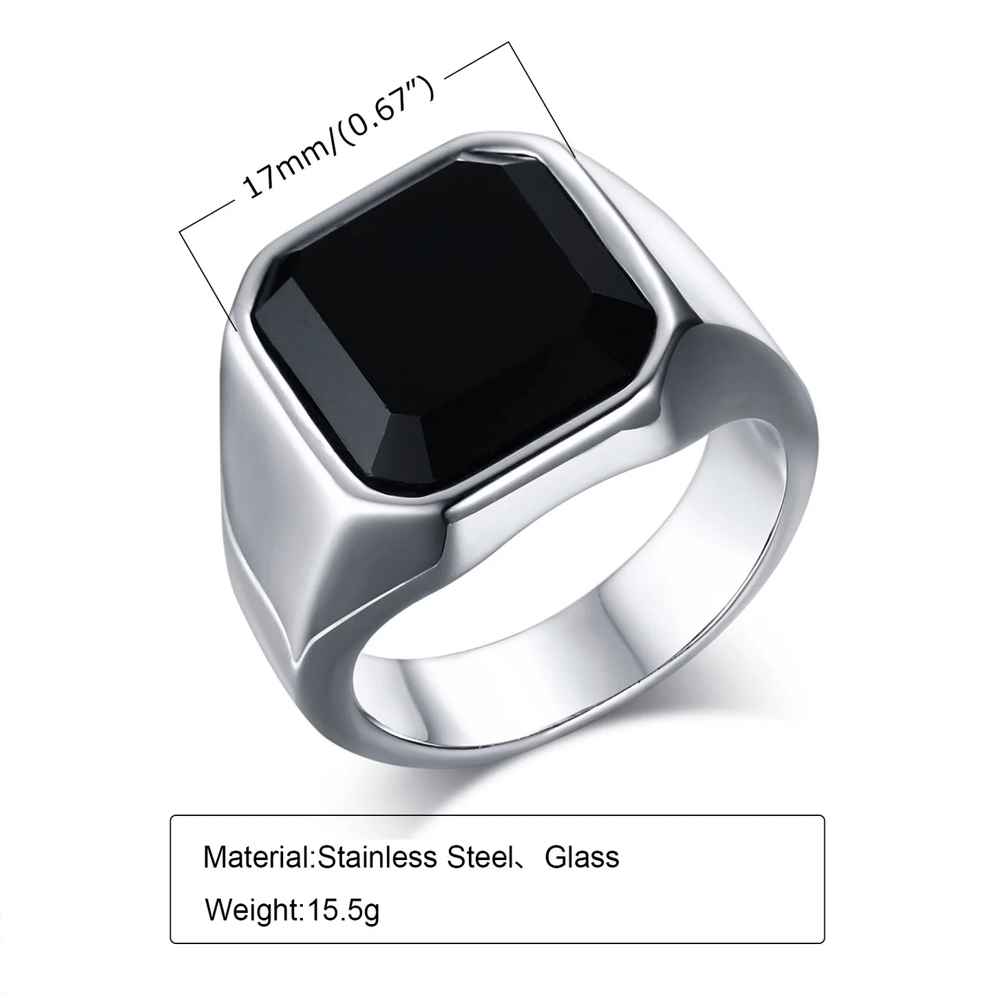 Punk Natural Stone Stainless Steel Ring