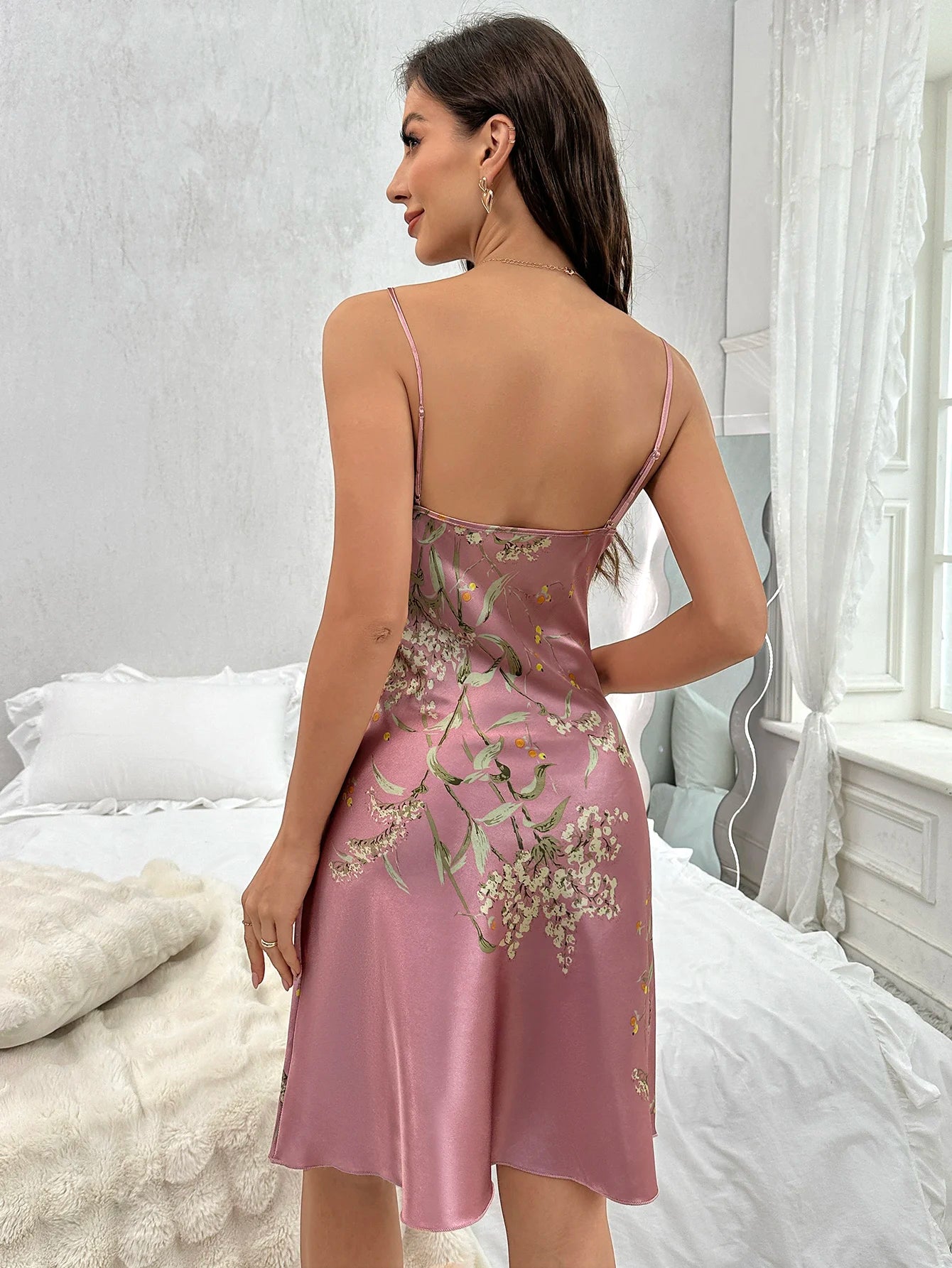 Floral Print V-Neck Nightdress