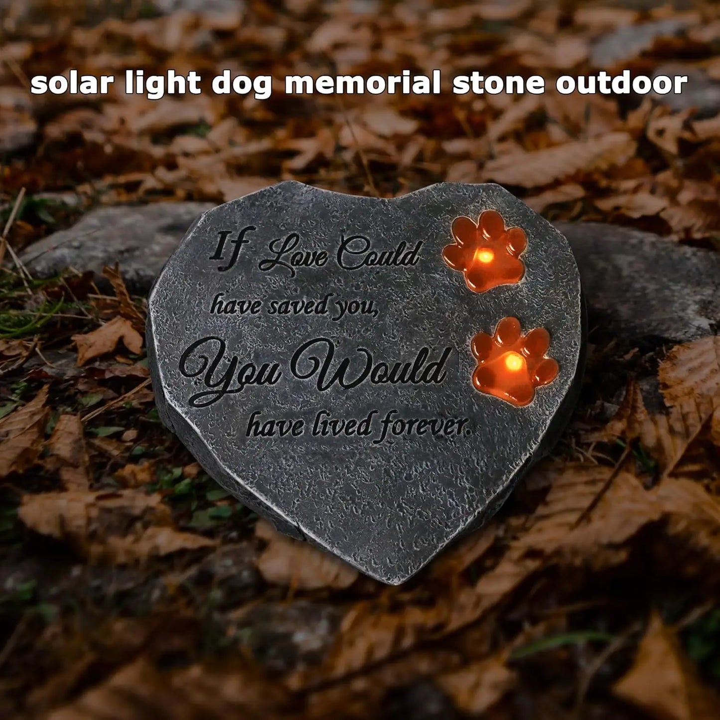 Heart-Shaped Solar Pet Memorial Stone