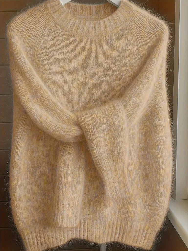 Solid Round Neck Knit Sweater