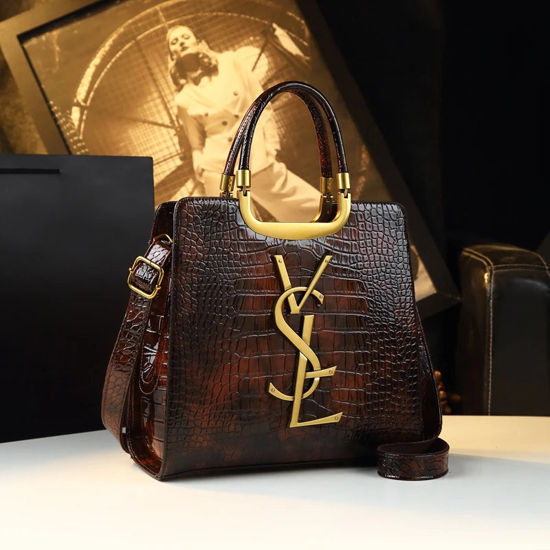 Crocodile Print Shoulder Bag