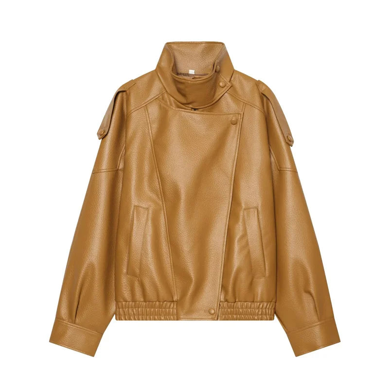 Pebble Faux Leather Moto Jacket