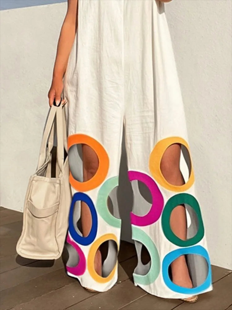 Women Rainbow Wide Jumpsuits