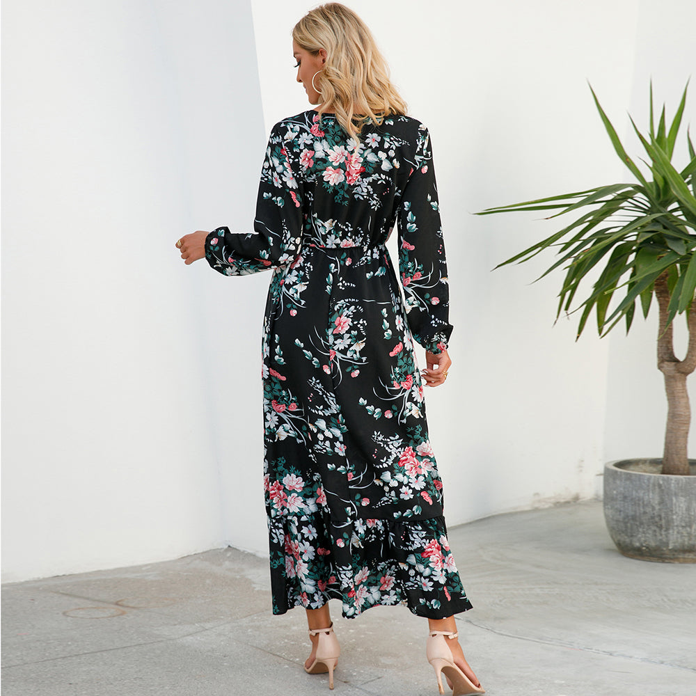 Floral Bohemian Chiffon Maxi Dress