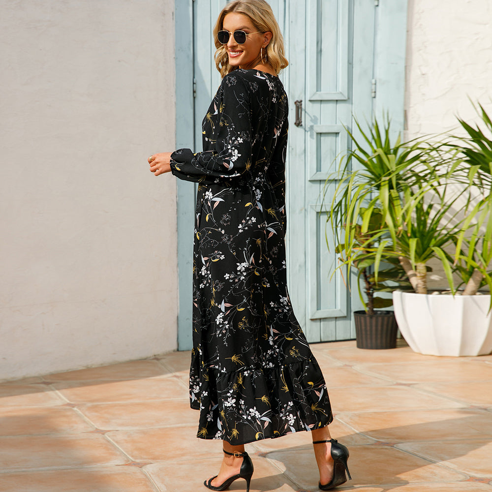 Floral Bohemian Chiffon Maxi Dress