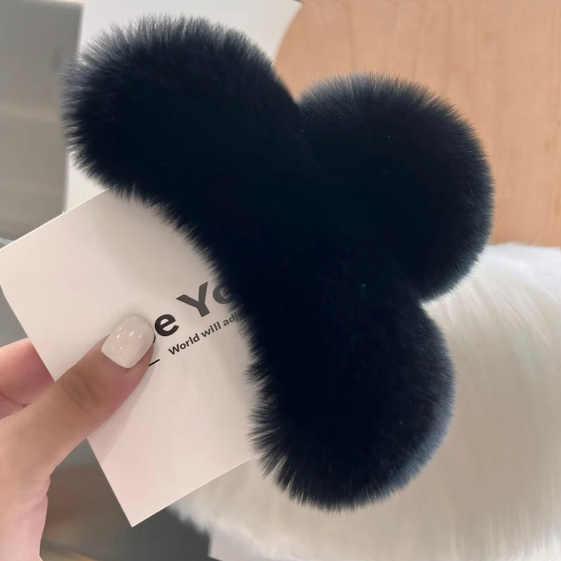 Elegant Winter Fuzzy Hair Claw