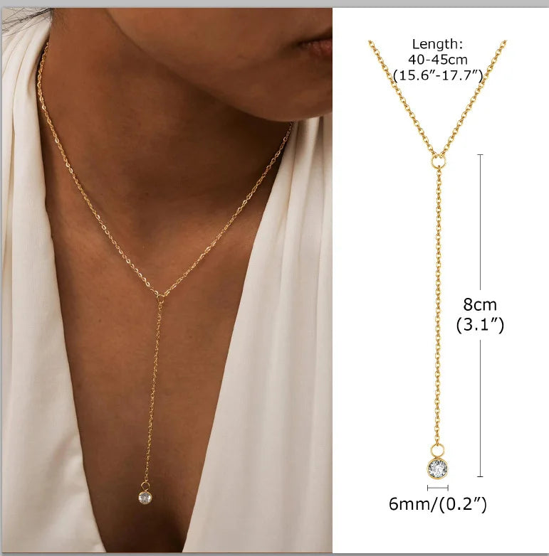 Gold Lariat Y-Shape Necklace