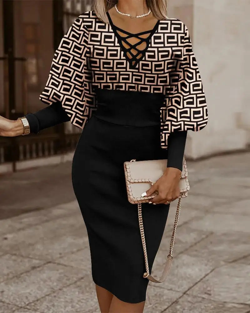 Elegant V-Neck Waist Dress