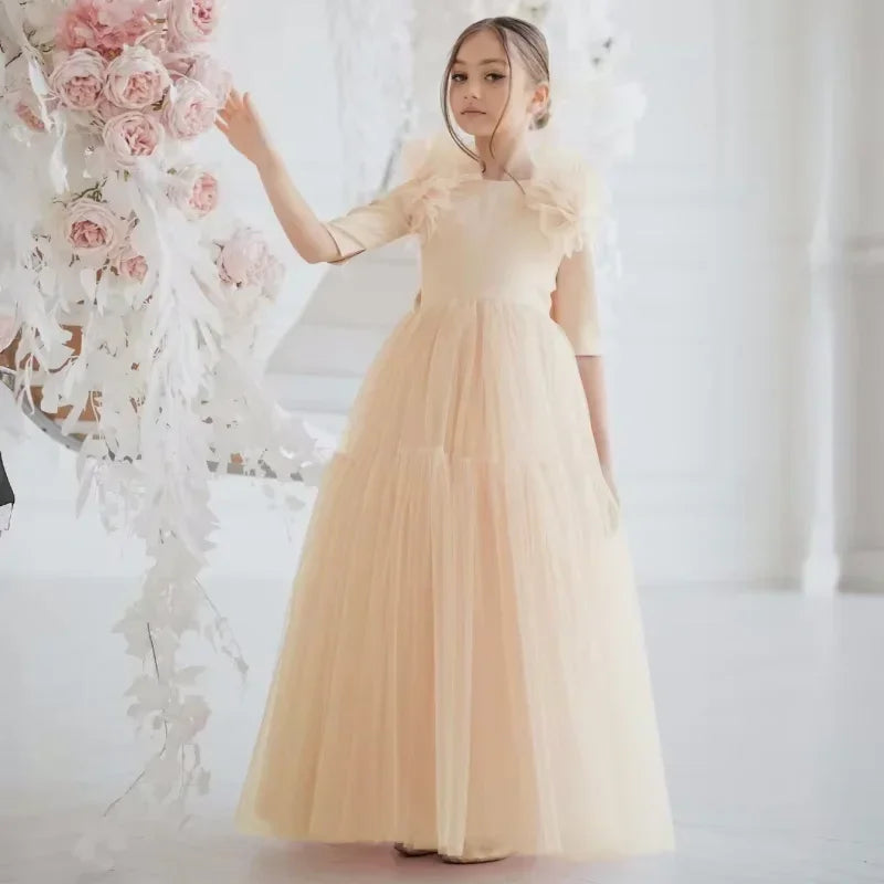 Princess Pink Flower Girl Dress