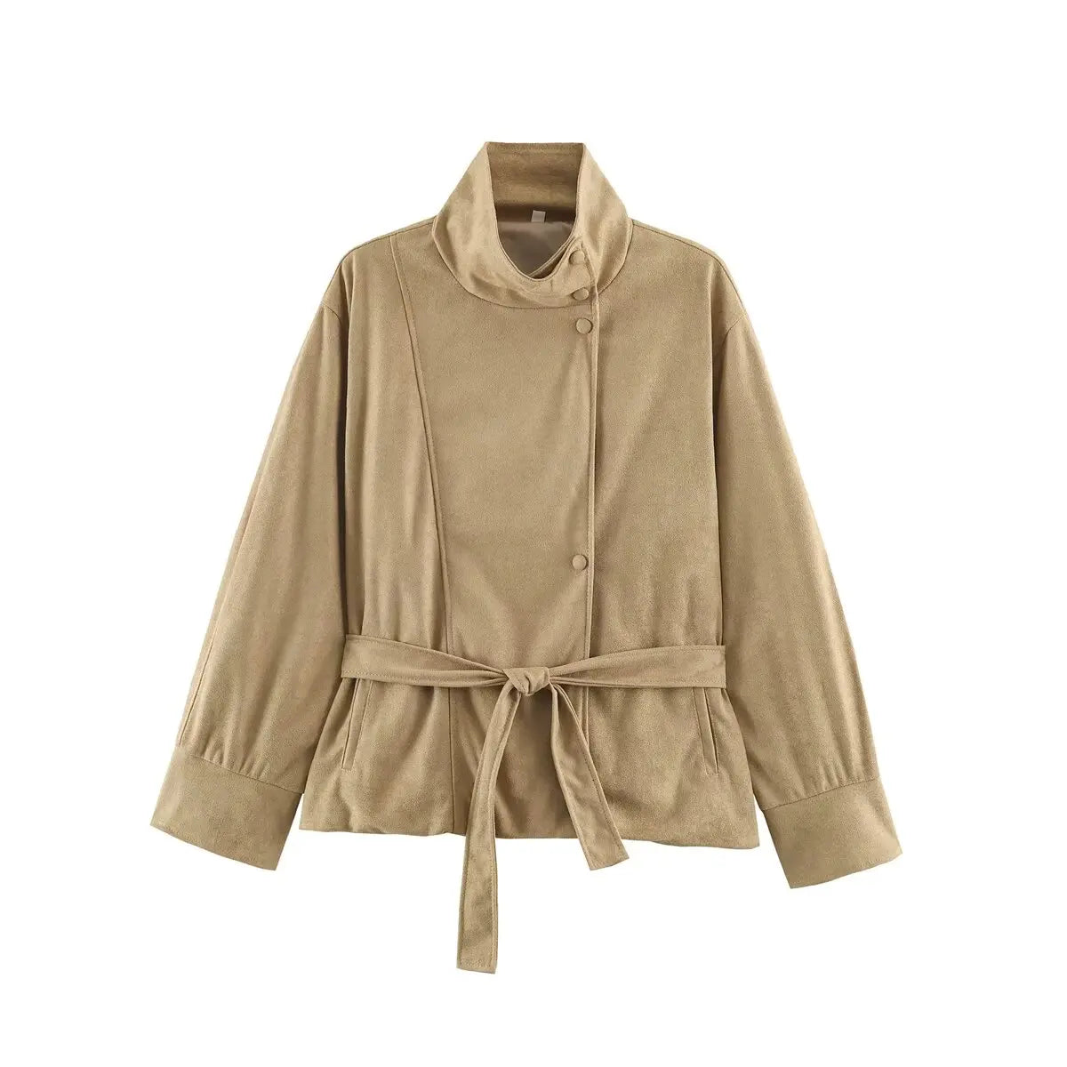 Belted Faux Suede Jacket