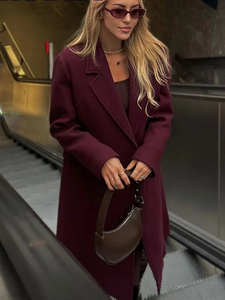 Burgundy Double Breasted Coat