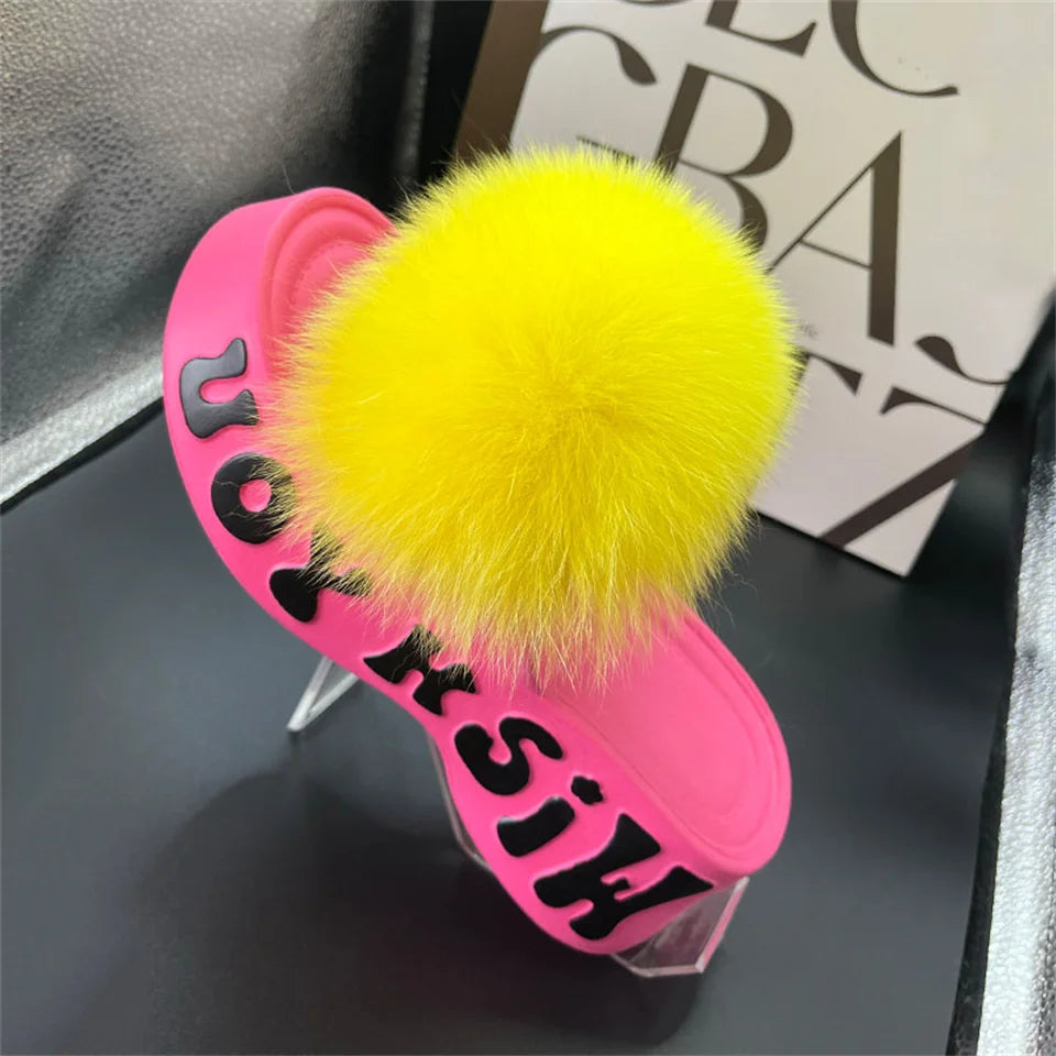 Fur Wedge Party Sandals