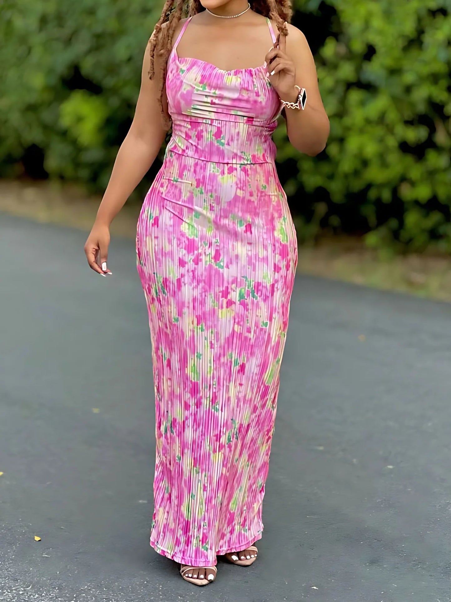 Tie Dye Pleated Dress