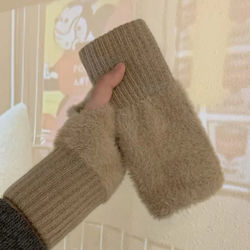 Soft Mink Fingerless Gloves