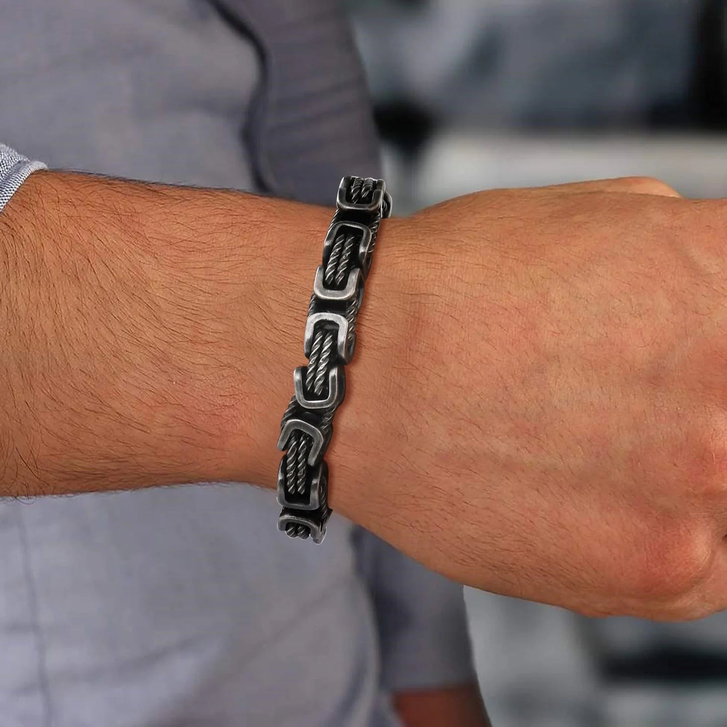 Men's Chunky Byzantine Bracelet