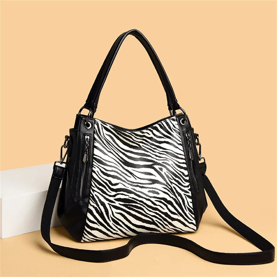 Leopard Print Leather Tote