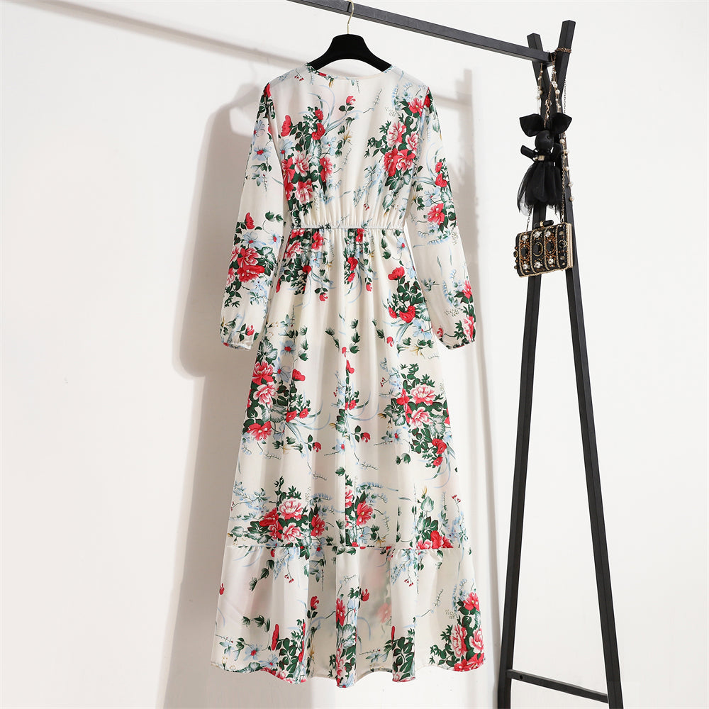 Floral Bohemian Chiffon Maxi Dress
