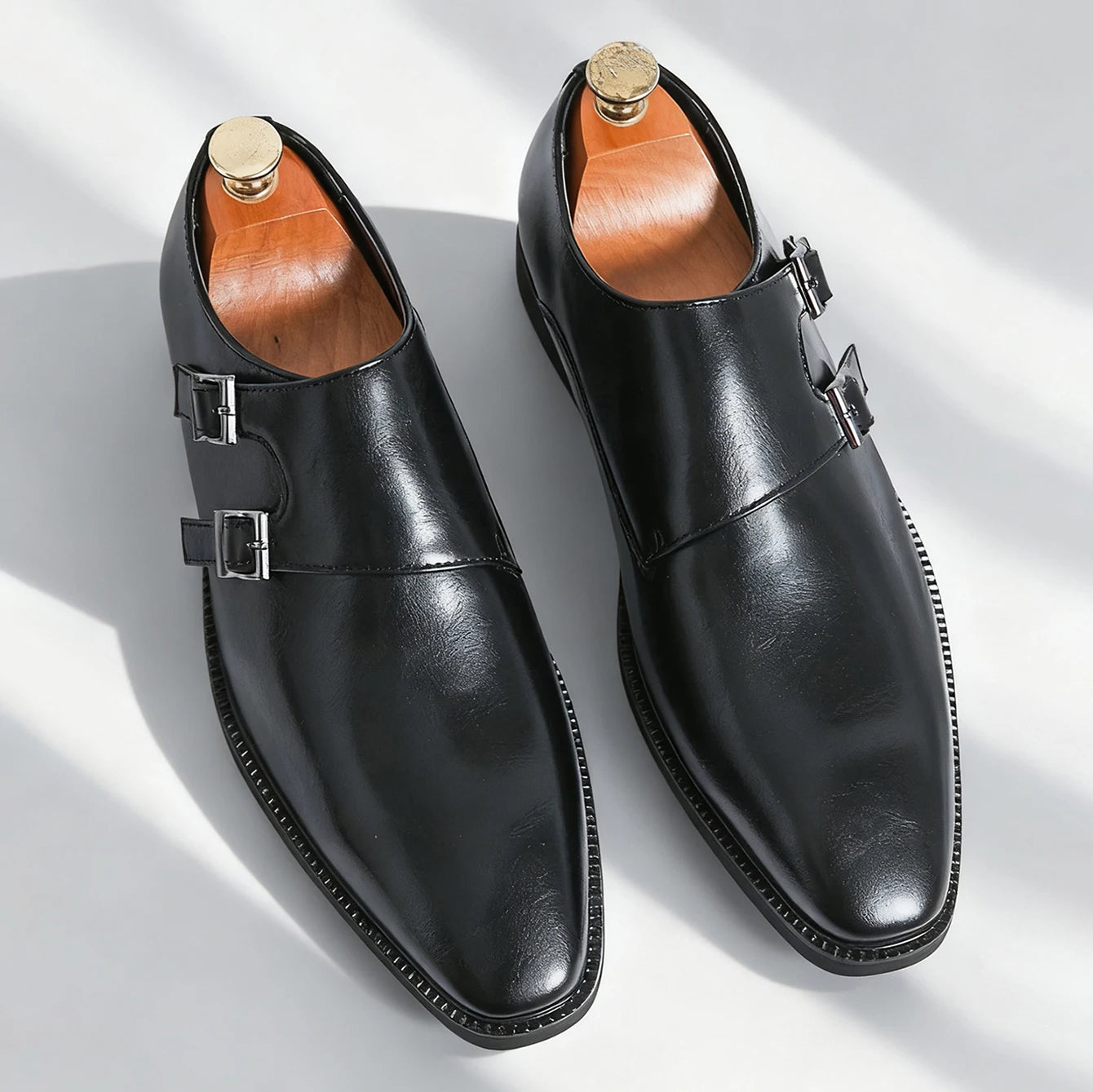 Leather Monk Strap Shoes