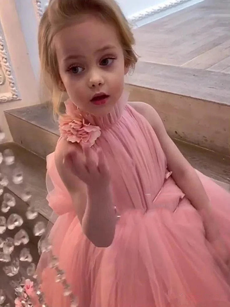 Pink Chiffon Flower Girl Dress