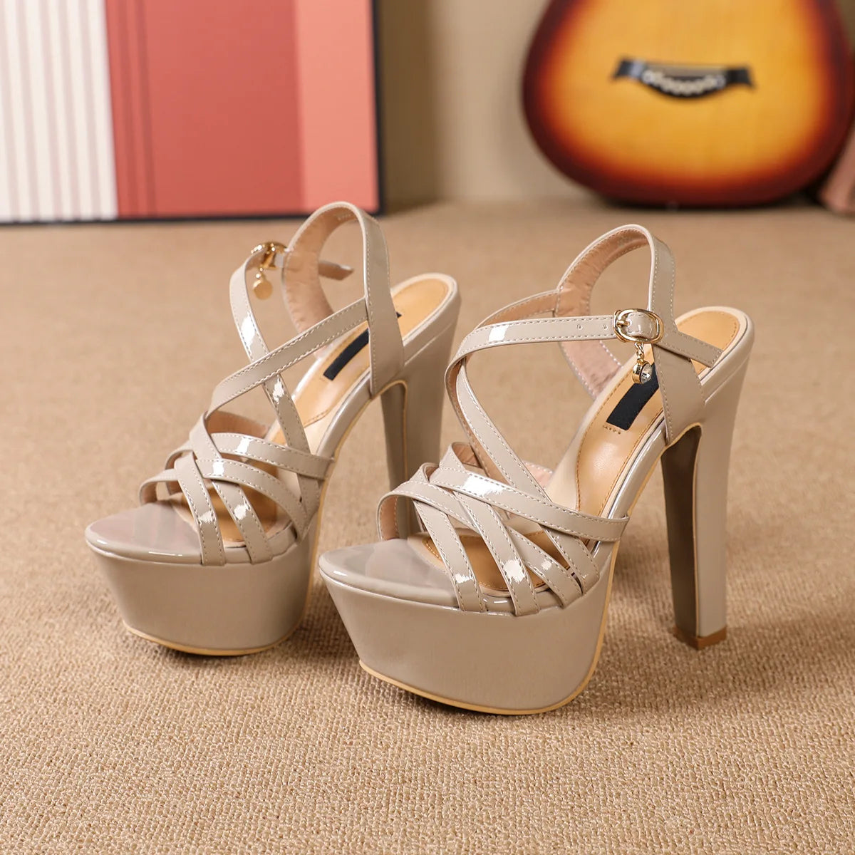 Cross-Strap Platform High Heels