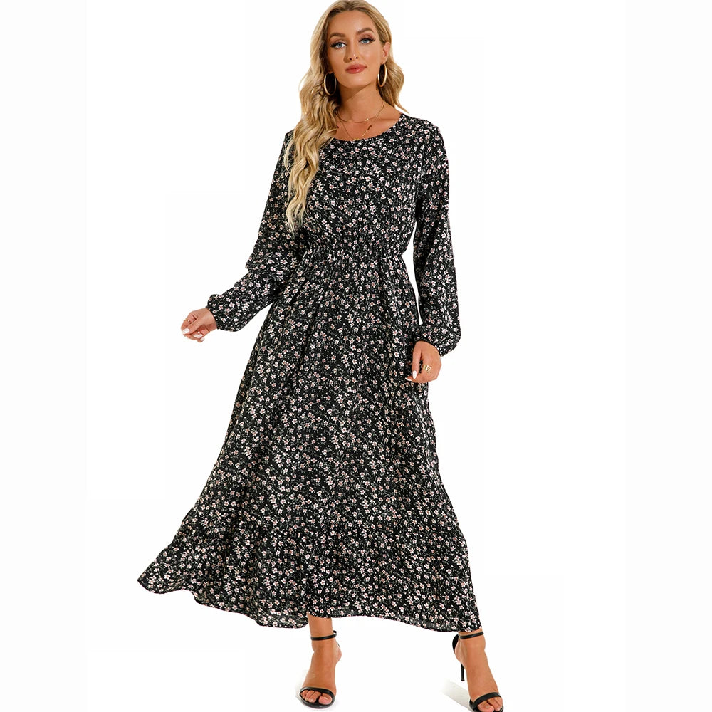 Floral Bohemian Chiffon Maxi Dress