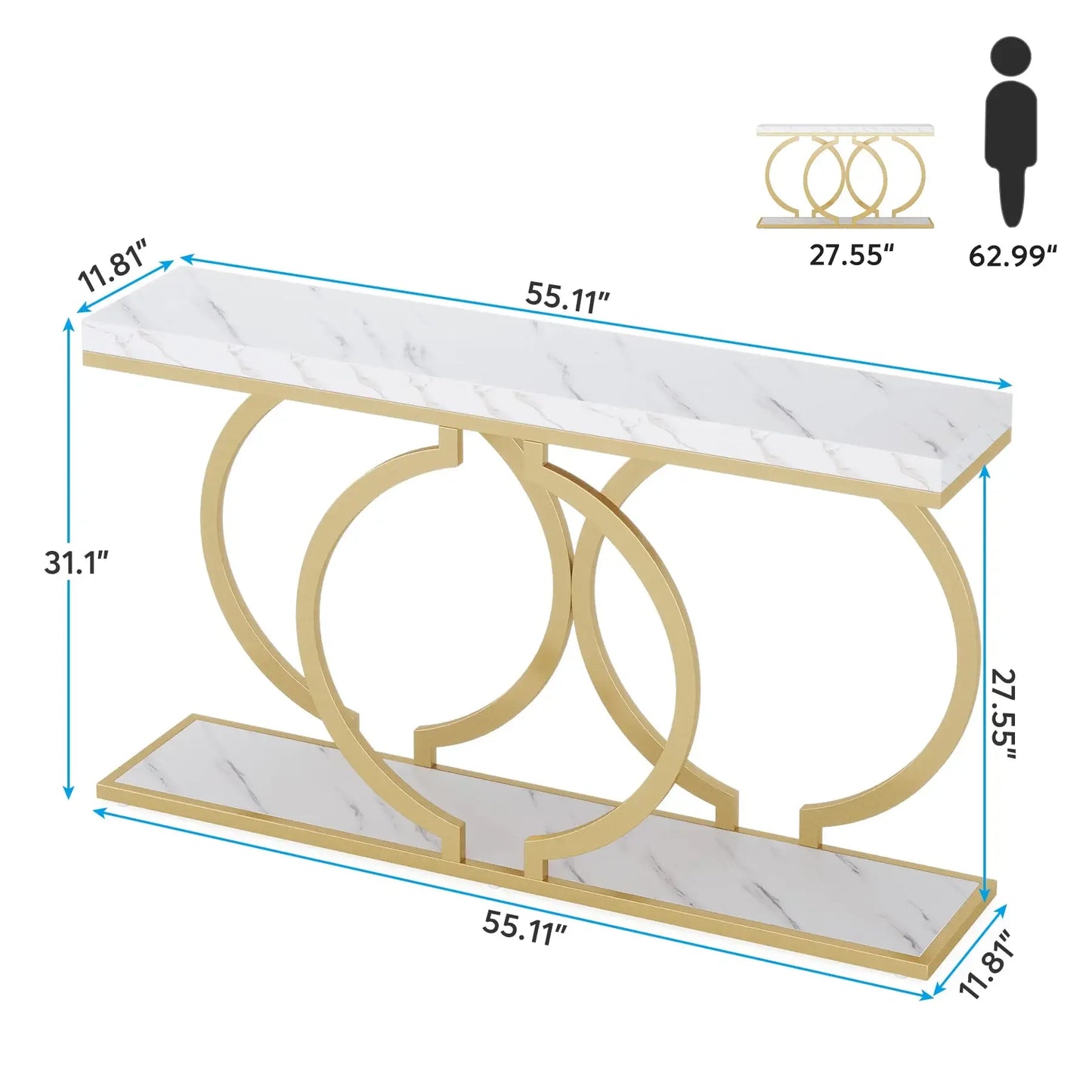 Narrow Gold Entry Table