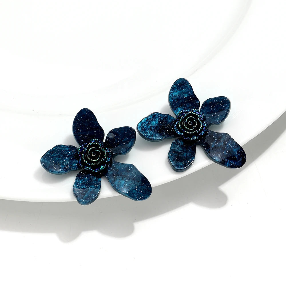 Large flower statement earrings