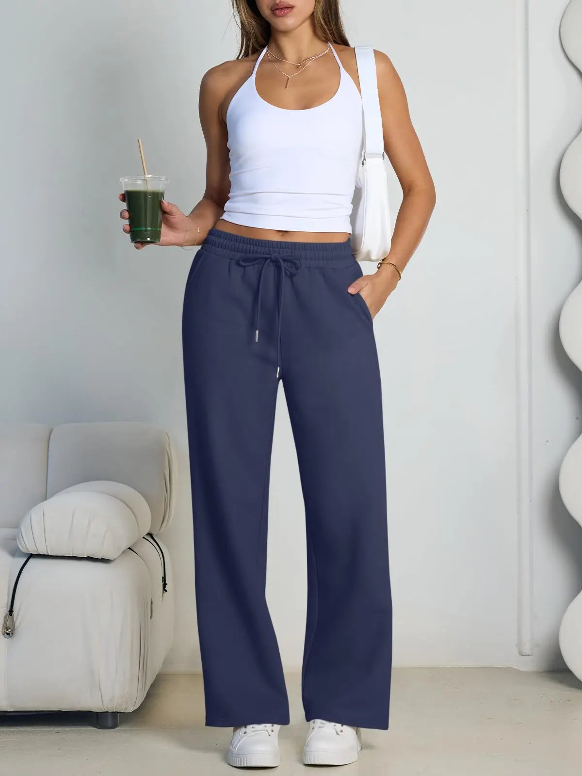 Wide-Leg Baggy Drawstring Joggers