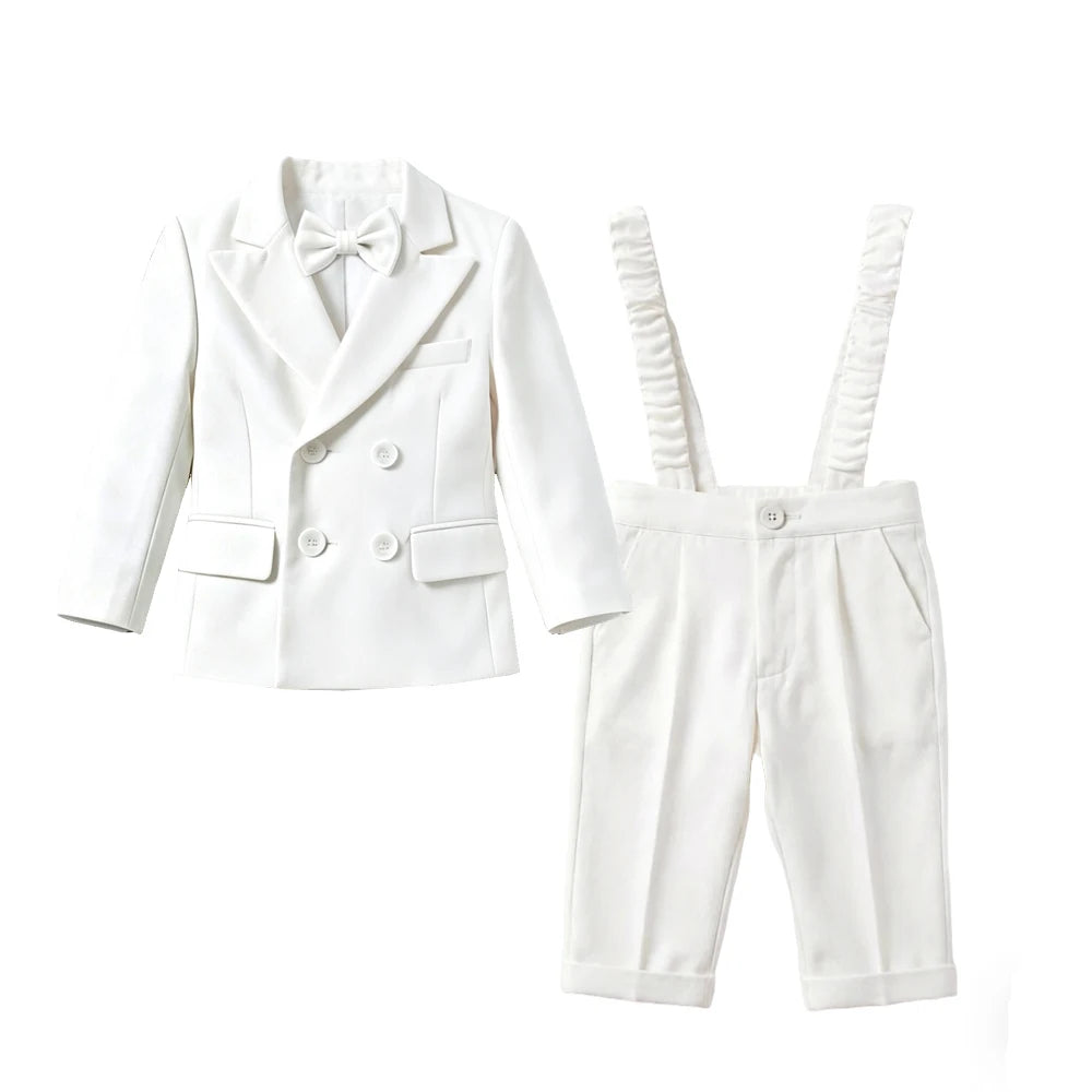 White Blazer and Suspender Pants Set