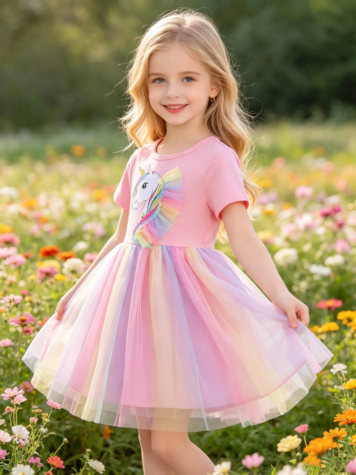 Unicorn Cartoon Pink Dress
