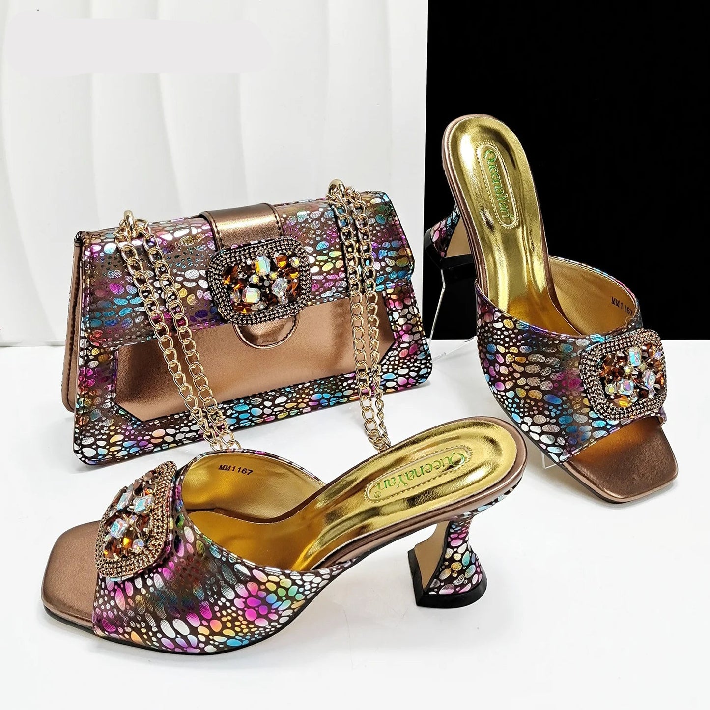 Queena Yan Italian Pink Rhinestone Heels