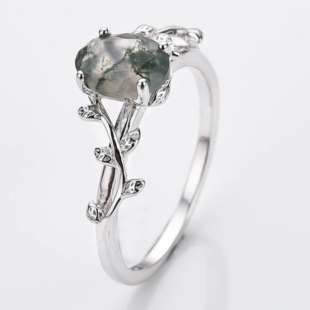 Oval Moss Agate Ring