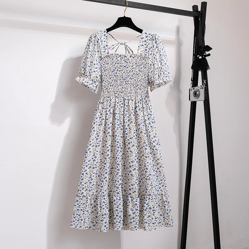 Summer Pleated Chiffon Dress
