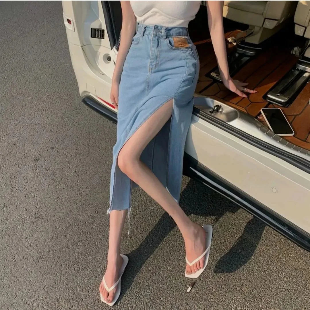 High-Waisted Denim Skirt