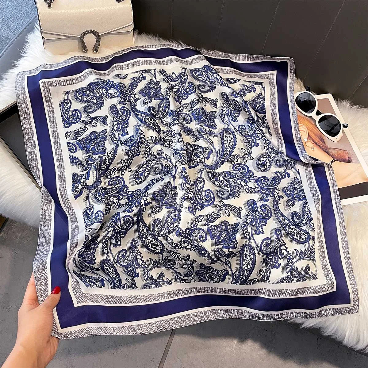 Scarves Shawl Print Satin Scarf