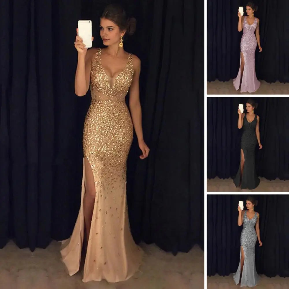 Sequin Mesh Evening Party Dress