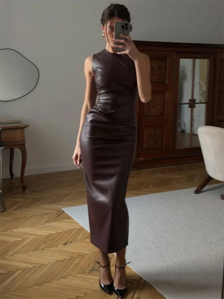 Sleek Leather Dress