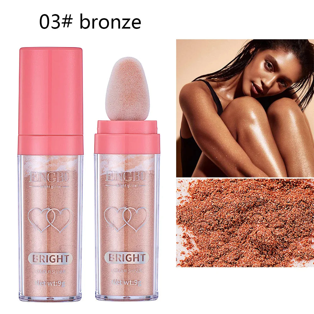 Body Glitter Highlighter Powder Puff