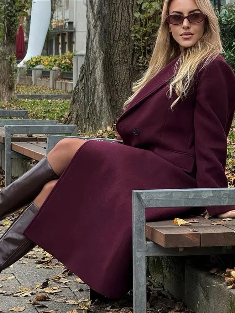 Burgundy Double Breasted Coat