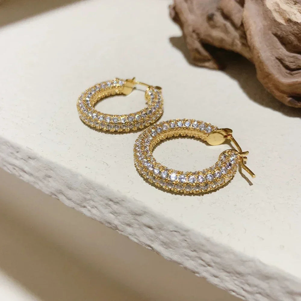 Brilliant Zirconia Hoop Earrings