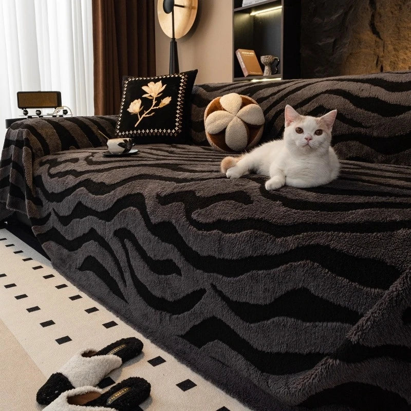 Zebra Fleece Sofa Cover