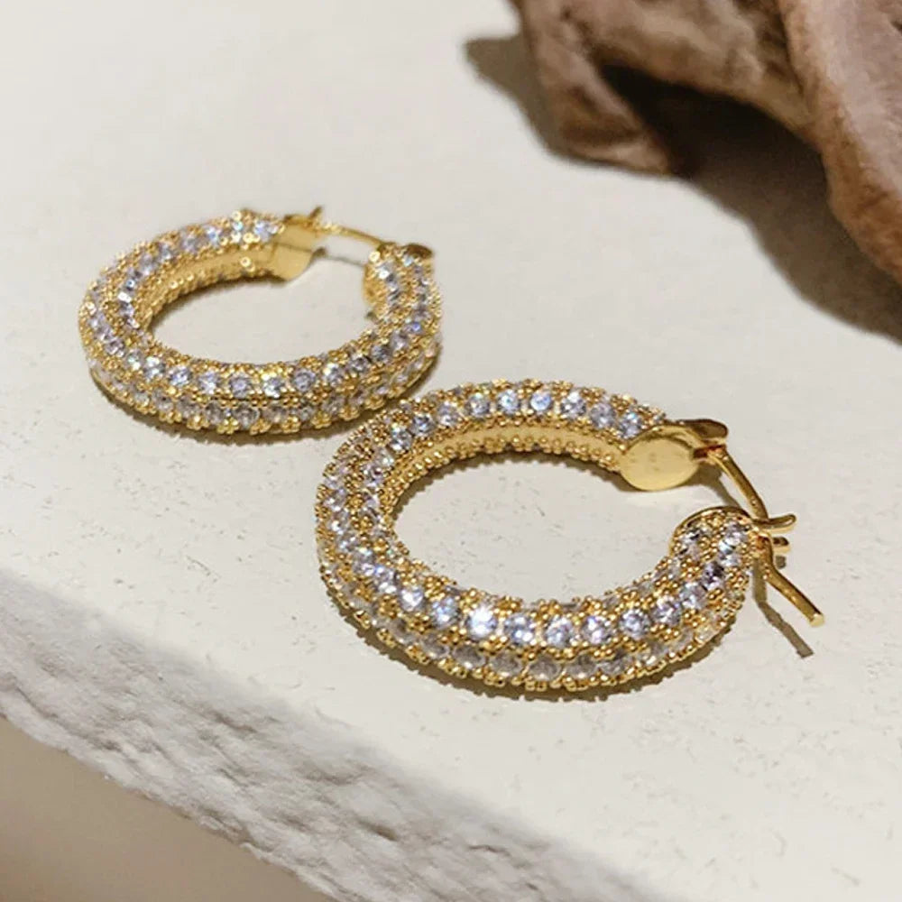 Brilliant Zirconia Hoop Earrings
