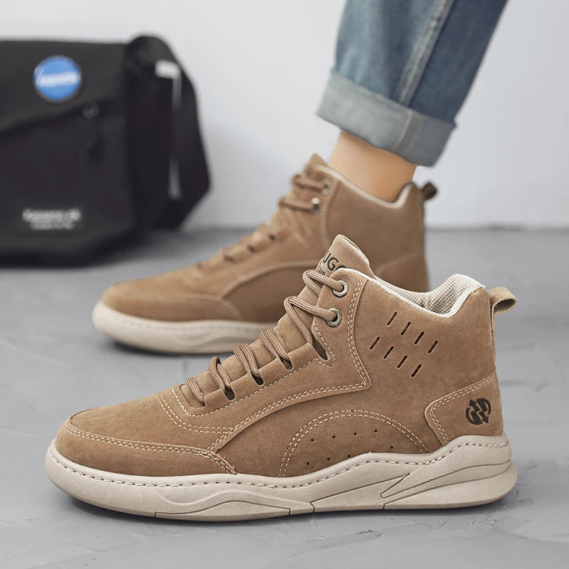 High-Top Motorcycle Ankle Boots