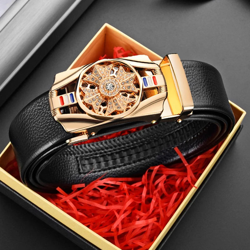 Genuine leather automatic belt