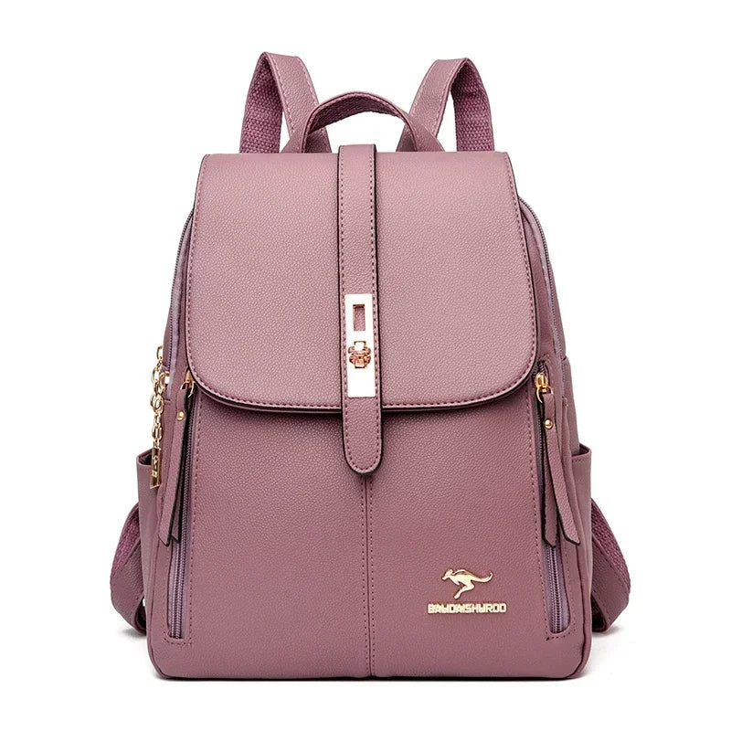 Women Leather School Bookbag