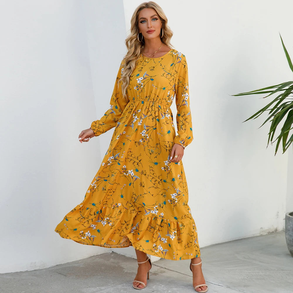 Floral Bohemian Chiffon Maxi Dress