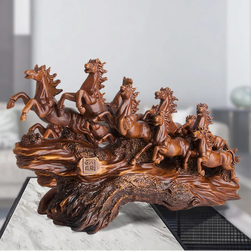 Resin Eight Horses Ornament