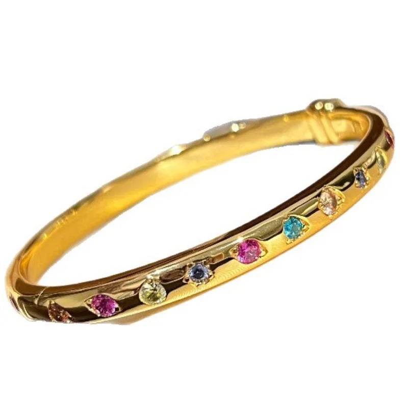 Geometric Zircon Gold Bangle