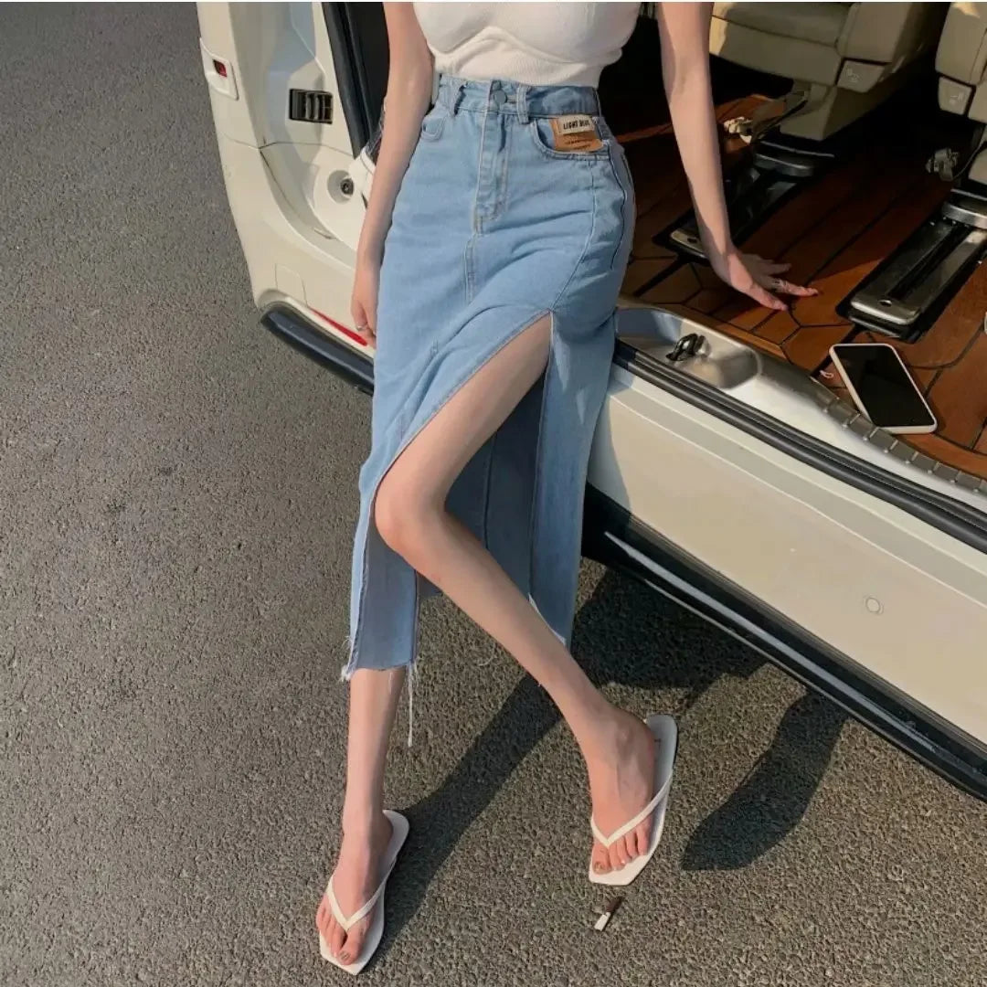 High-Waisted Denim Skirt